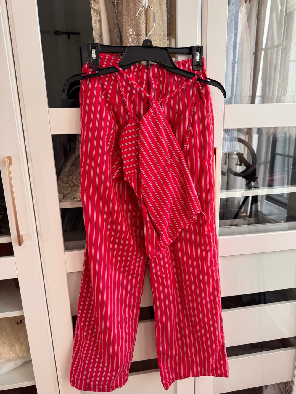 ANTONIO MELANI Red Striped Wide-Leg Pants